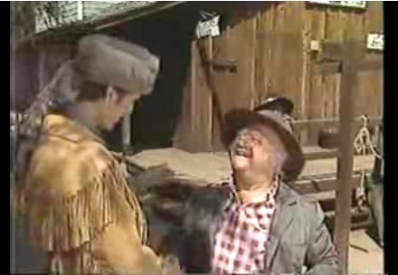 Anonymous cameo of Mickey Rooney with Davy Crockett?
Sure does look and sound like him, but his name wasn't in the movie credits.
