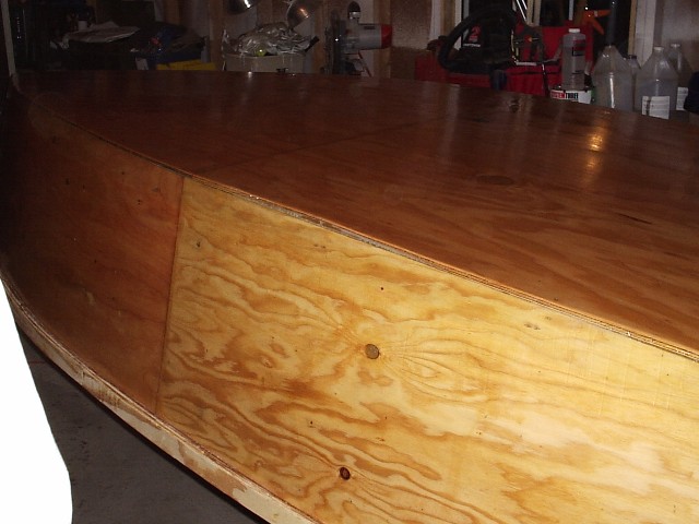 starboard, bottom view all exterior (except rubrails) with 2nd coat of epoxy.
