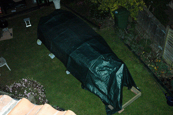 C17: The mould.
All wrapped up for the night. I'm going to get a tent/gazebo to cover it (ordering it tomorrow).

