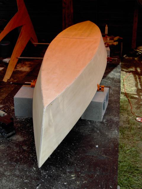 Hull flipped, corners trimmed and ready for taping.
