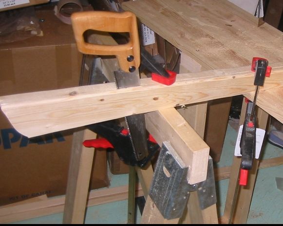 Building a Skeg from a 2X4.
This is where my trusted B&D JigSaw gave up....It was pedal to the metal...burnin a lota rubber but not movin. Finally saved by the Handsaw.
