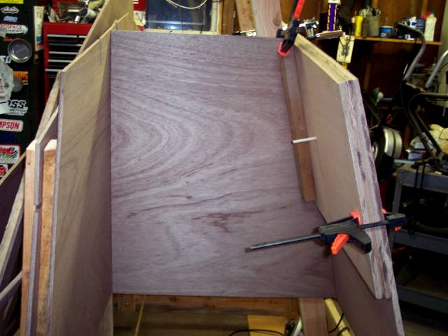 transom, motorwell sides and frame f on the strongback
