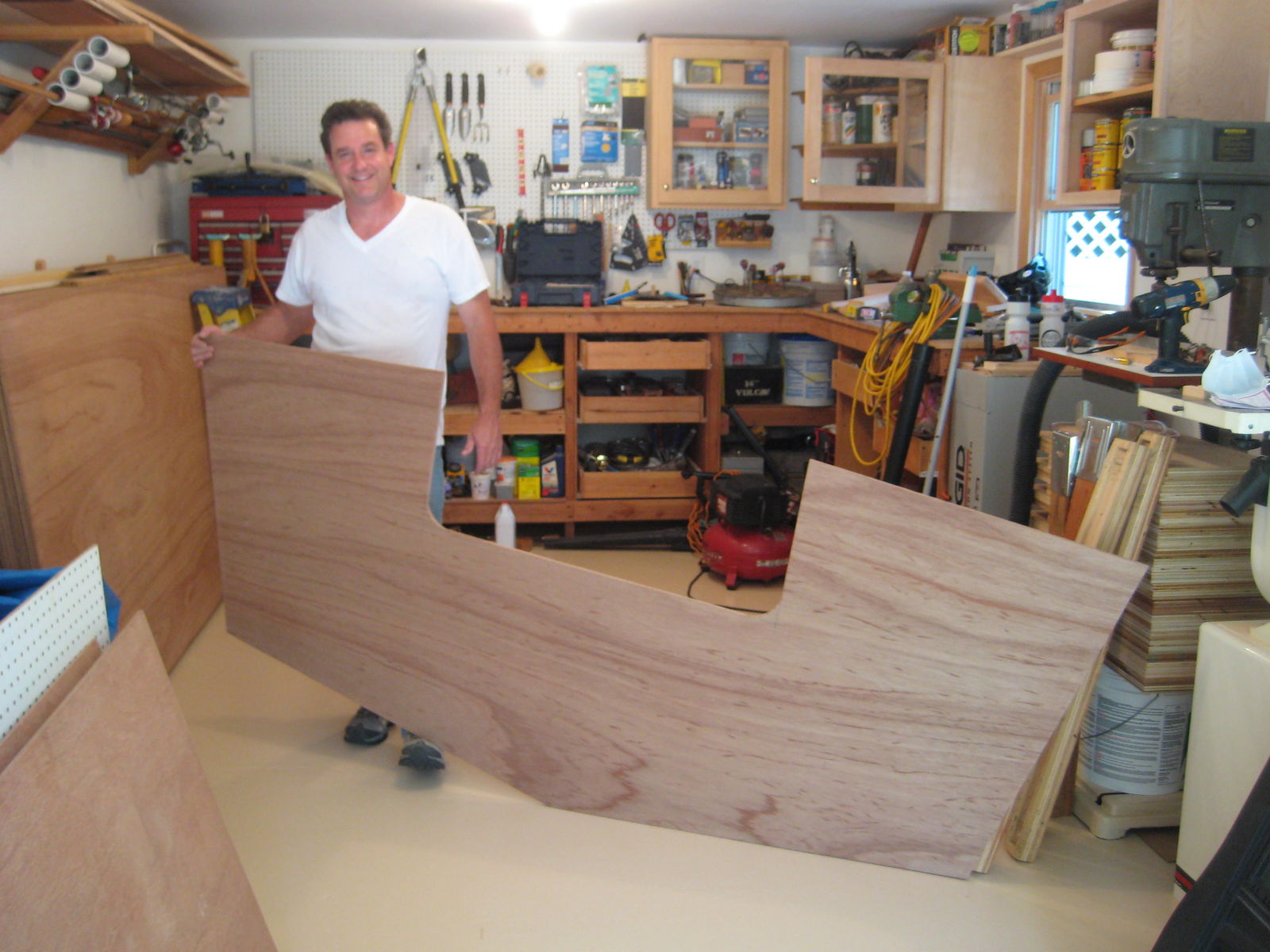 P 21 Transom
Me in newly finished shop with pilot transom
