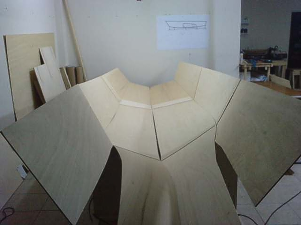 4mm ply laid out on the mold just to see how things fit.

