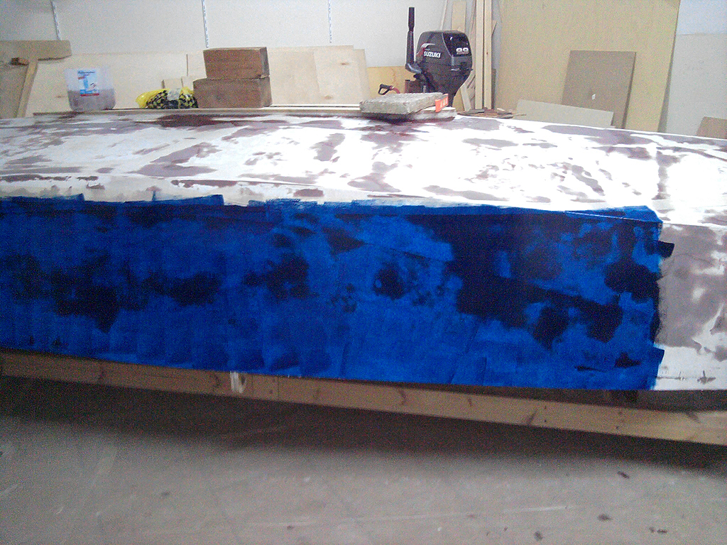 sealant coat of epoxy resin with blue pigment 
