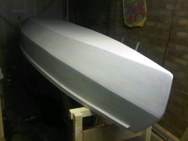 Canoe with Sealant
This is the finished hull with the first coat of sealant applied.
Keywords: HC14 canoe