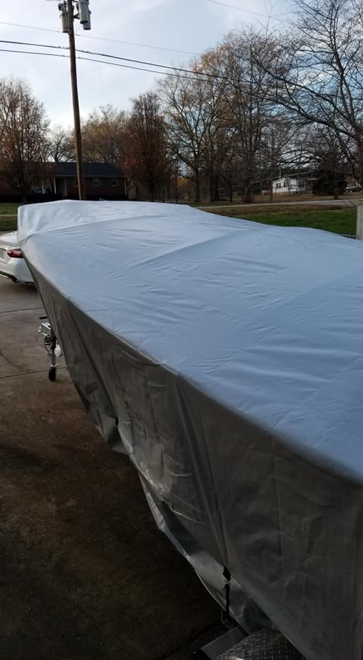 Big Azz Tarp
I finally found one just the right size. I wanted not just to cover the top but one that would drape the sides of the hull to protect it from the sun.
Keywords: C21